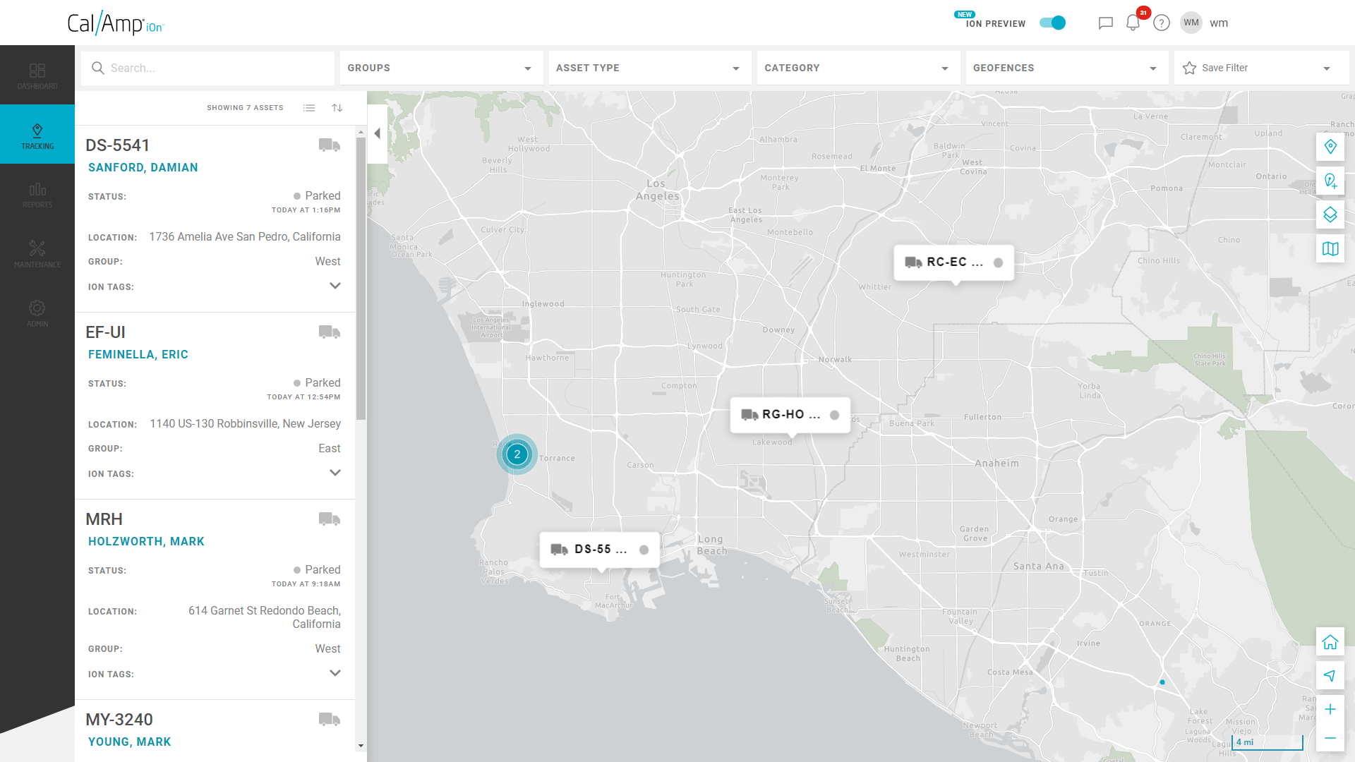 sset tracking with CalAmp iOn Tag